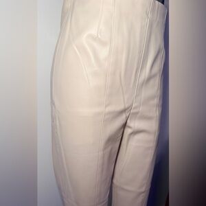 Zara Leather Cream Straight Leg Women's Pants